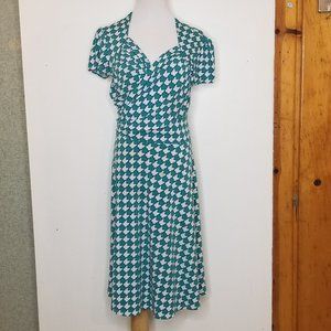 Leota Argyle Print Faux Wrap Dress